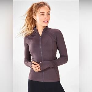 FABLETICS Delta Seamless Long-Sleeve Zip Up Size medium Shadow